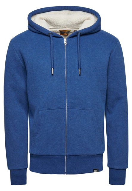Superdry Uomo Felpa Con Cappuccio E Zip Foderata In Borg Essential Taglia Xl