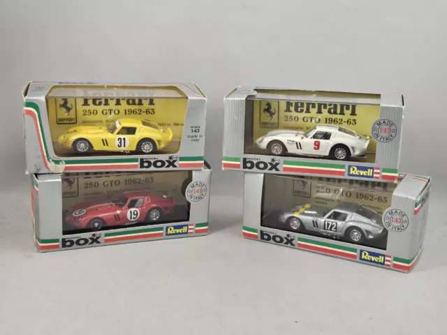 Raccolta Revell Model Box 4 X Ferrari 250 GTO rosso giallo bianco argento 1:43 IMBALLO ORIGINALE box