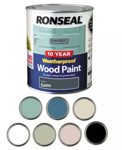 Ronseal - 10 Year Weatherproof Wood Paint Grey Satin 750ml 