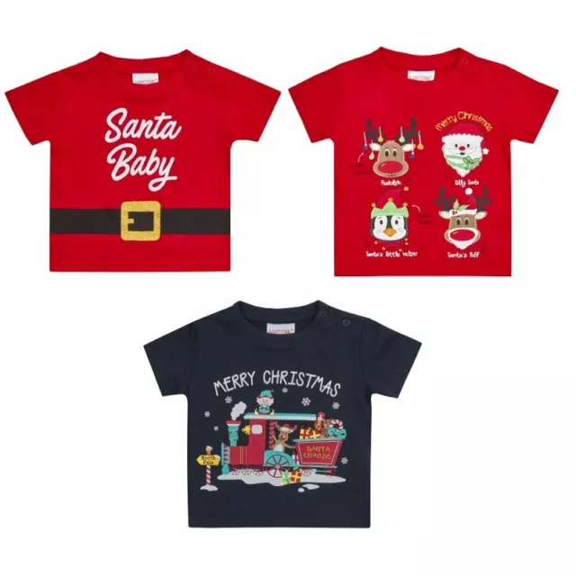 Baby Christmas Boys Girls T-Shirt Cotton Top Santa Baby Merry Xmas 0-24 Months