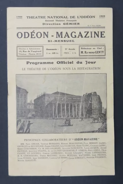 Programme Théâtre National de L'Odéon 1923 n°36 Candide