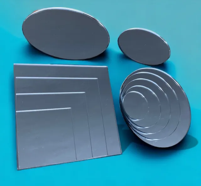 Spiegel Acryl Plexiglas® 2+3 mm Platte Silber Rund Oval Zuschnitt Deko Wand Bad