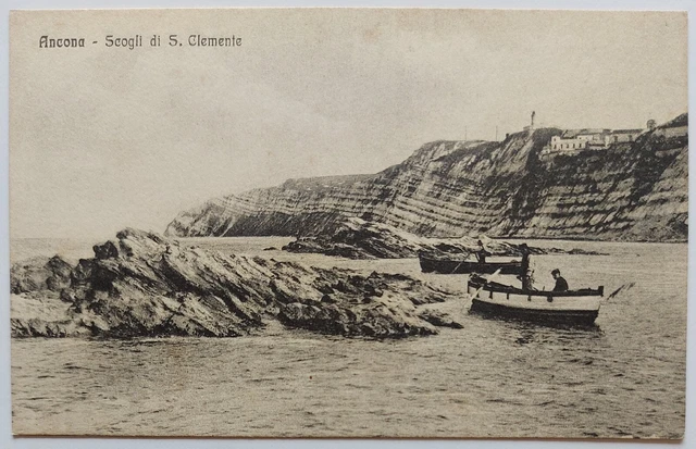 Ancona - Scogli di S. Clemente con barche e lanterna - cartolina postale