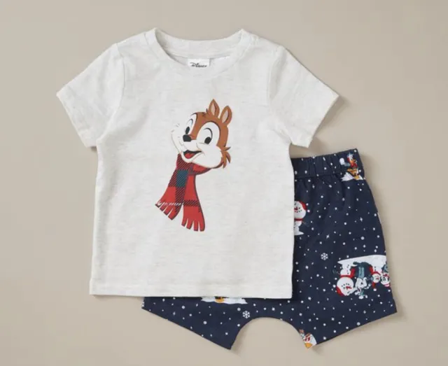 Baby Boy size 00 Disney Chipmunk CHRISTMAS  summer pyjamas pjs COTTON NEW  4327