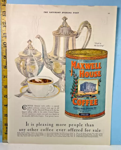 1928 Maxwell House Coffee Saturday Evening Post Advertisement