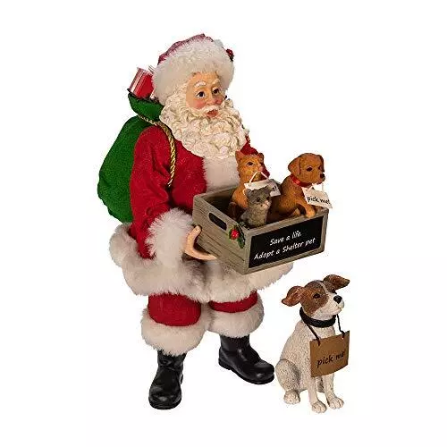 Fabriche Adopt A Pet Santa With Dog Christmas Figurine 10.5 Inch New