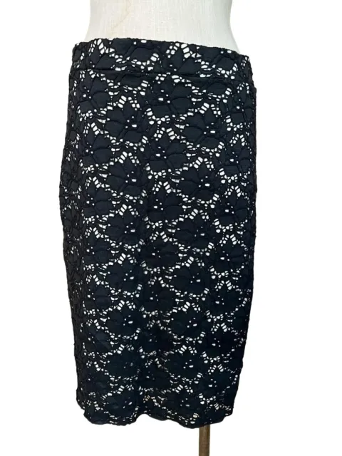 Black Lace Pencil Skirt- Size L