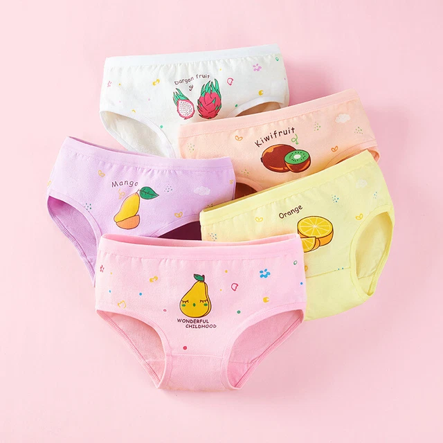 Girls' Bunny Knickers Fruit Briefs Cotton Kids Underwear 5 Pack for 2-12 Years