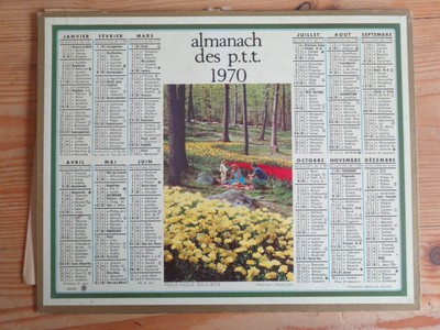 CALENDRIER ALMANACH PTT 1970 oberthur versailles luxembourg   dep 80 somme 