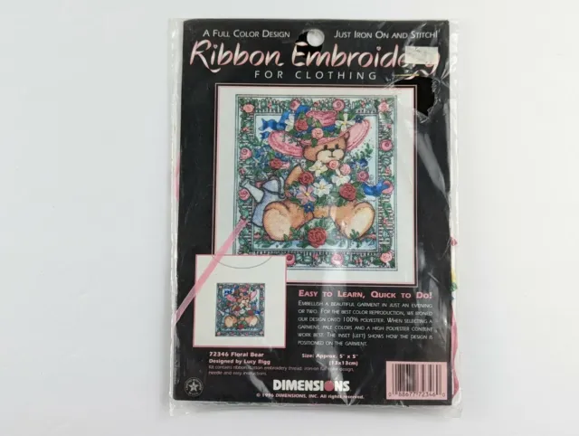 Kit de bordado de cinta Dimensions 1996 de colección 72346 oso floral plancha y puntada