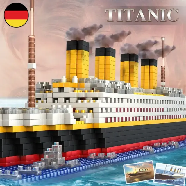 Titanic Micro Mini Bausteine Set, 1860 Stück Titanic Spielzeug Schiff Modellbau 3