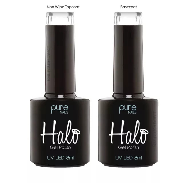 Halo LED/UV Gel Polish Treatments - None Wipe Topcoat & Basecoat Duo Set(2x 8ml)