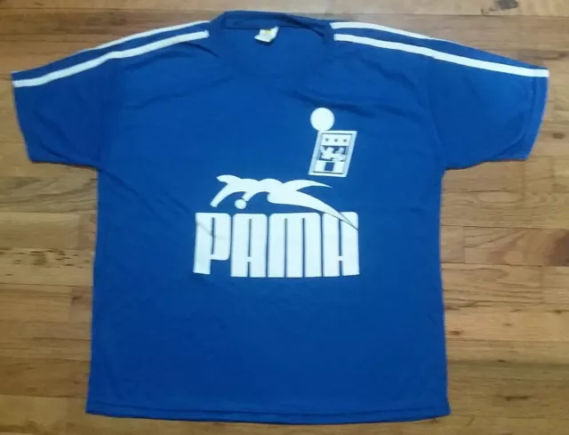 vintage PAMA Soccer Jersey blue softball baseball t shirt L large