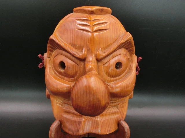 Japanese Vintage Wooden Mask TENGU Kagura Mask ONI Mask