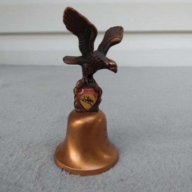 Vintage WYOMING “Eagle” 4 Inch Tall Brass Color Souvenir Bell.