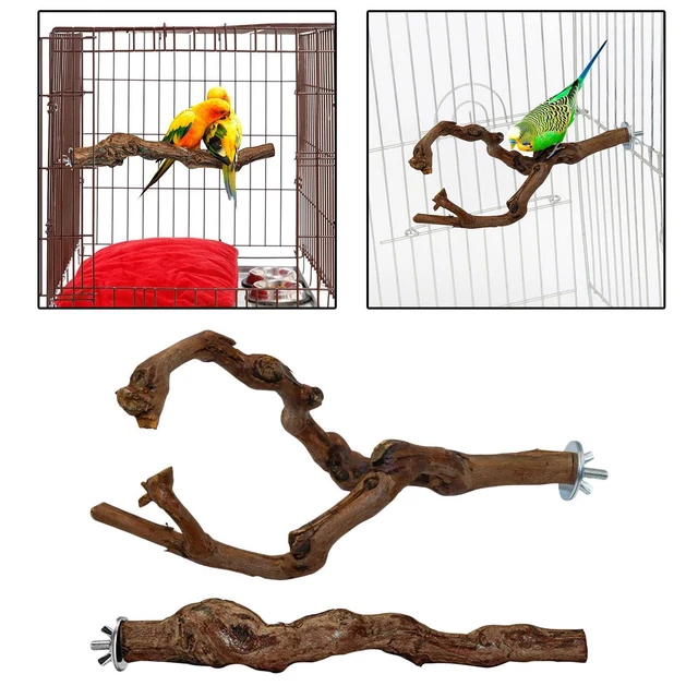 Hängender Holz Papagei Vogelständer Ast Spielzeug Sitzstangen Käfig