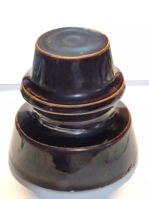 Unique Flat Top Vintage Brown Porcelain Ceramic Telephone Pole  Insulator