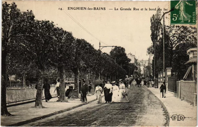 CPA Enghien les Bains La Grande Rue et le bord du Lac FRANCE (1308290)