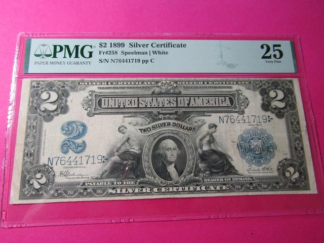 $2 1899 Silver Certificate Fr#258 Mini-Porthole Speelman/White - PMG VF 25