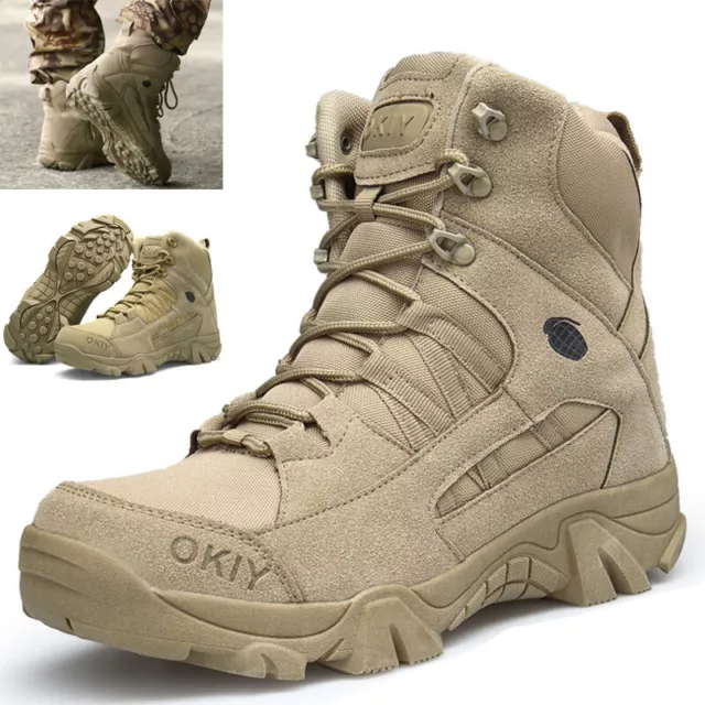 MILITARY TACTICAL MEN'S Boots Side-Zip Combat Army Shoes Hiking Duty ...