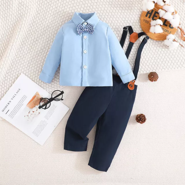 Kids Boys Gentleman Outfits Suit Casual Tops Long Pants Baby Toddler Clothes Set 3