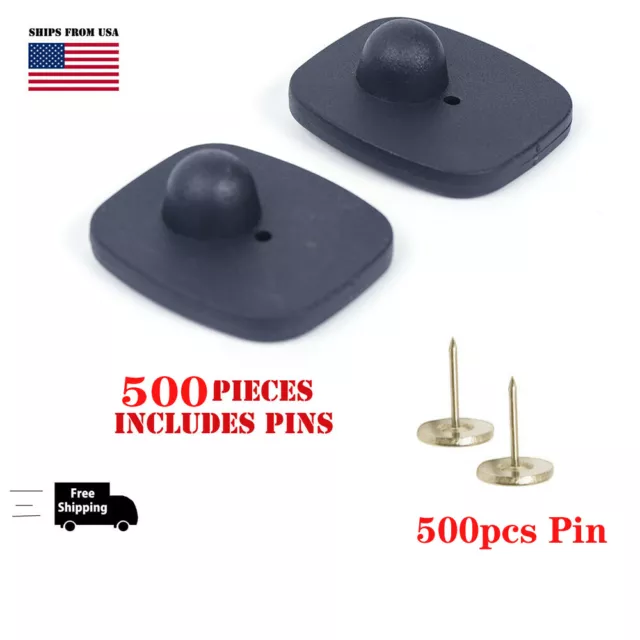 500 Mini Square Hard Tags EAS RF 8.2 MHz Checkpoint Compatible（500-Pin Included）