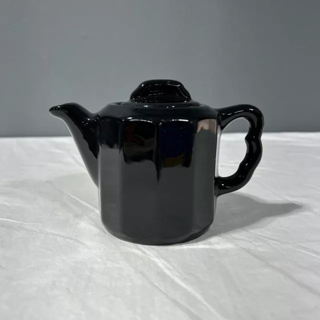 Syracuse China Black Teapot Restaurant Ware Individual Single Serve Vintage 10b