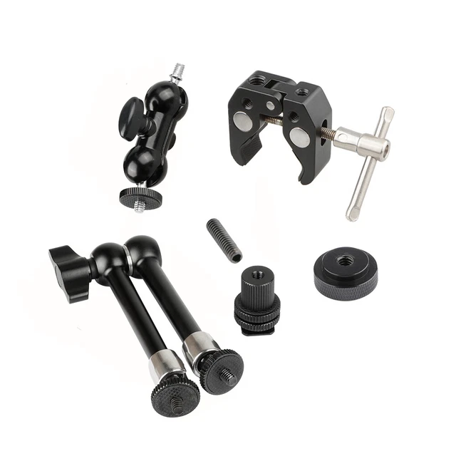CAMVATE Super Crab Clamp + 11" Magic Arm+ Mini Ball Head+1/4" Male Female Thread