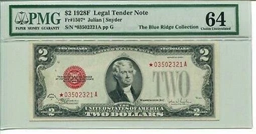 FR 1507* STAR 1928 F $2 Legal Tender Note PMG 64 Choice Uncirculated