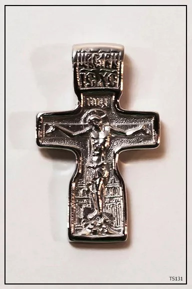 Russian Orthodox Silver  Cross Pendant Medallon Icon Jesus Christ (Ts131)