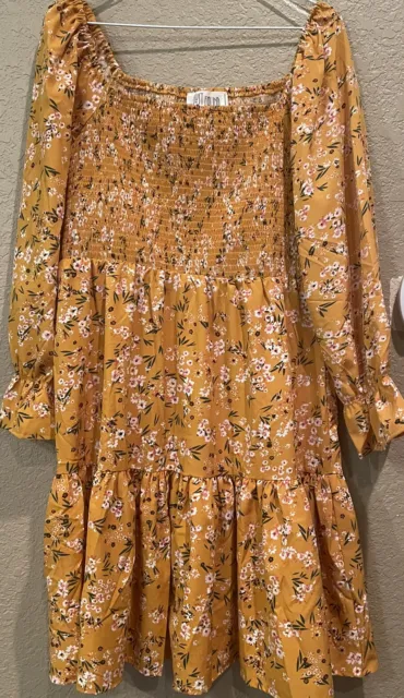 Just Found Women's Plus Size Sundress 1X NWT Yellow Floral Flowers- Free Ship