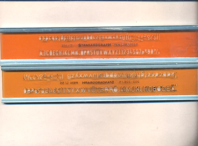 2 x Standardgraph - Schriftschablonen  Nr.214/5 + 202-228/5 Länge je 20 cm