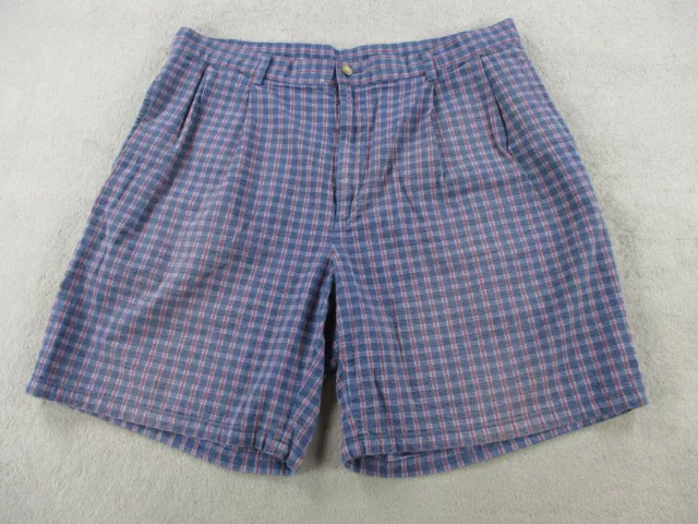 VINTAGE Nautica Shorts Mens 40 Blue Plaid Seersucker Nantucket Golf Preppy Chino