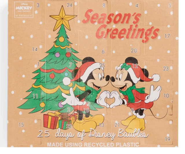 DISNEY ADVENT CALENDAR Mickey & Minnie Mouse Baubles Christmas Primark