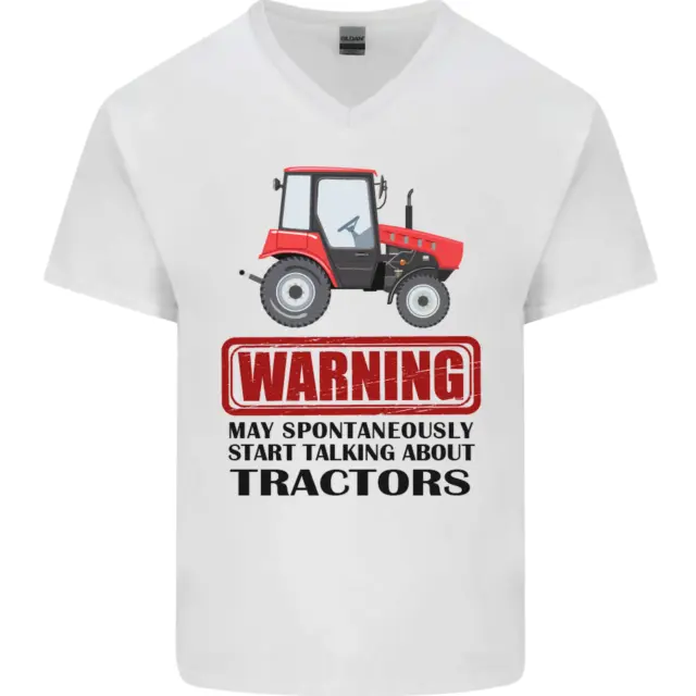 T-shirt da uomo collo a V cotone May Talking About Tractors Funny Farmer