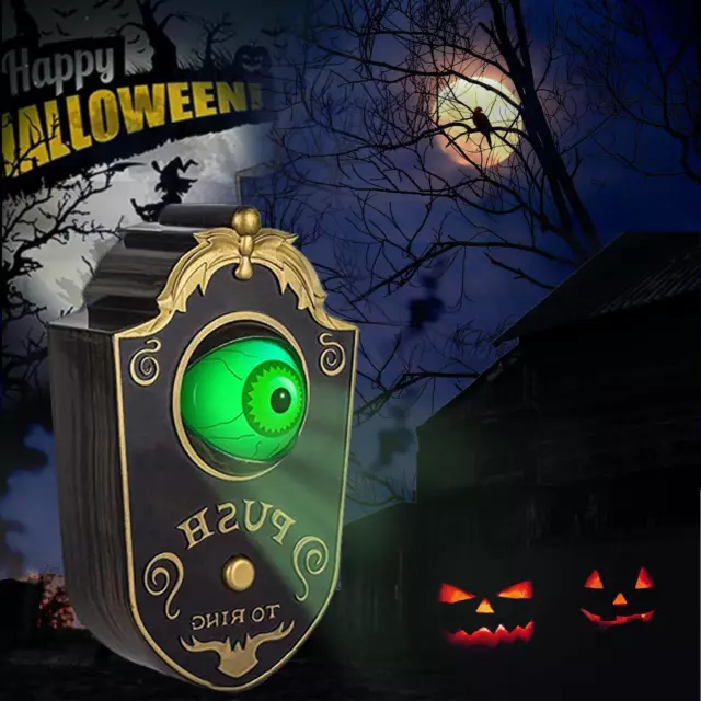 Timbre de puerta de Halloween espeluznante globo ocular audio decoración fiesta divertido LED nuevo
