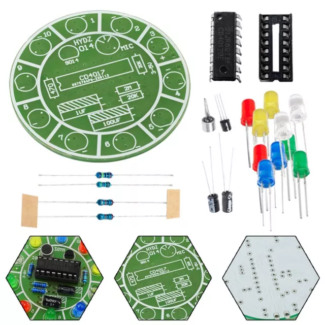 DIY CD4017 Voix Contrôle Rotatif LED Lumière Kit Électronique de Fabrication 1