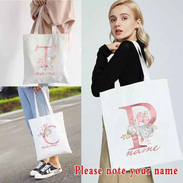 Personalised Custom Name Text Shopping Bag Shoulder Tote Bags Large HandleBag