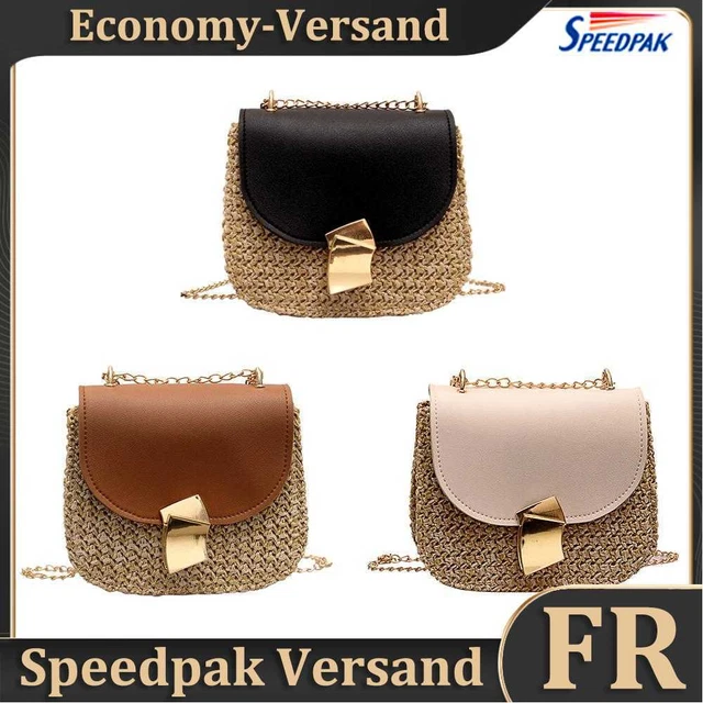 Straw Shoulder Messenger Handbags Women Woven Summer Beach Chain Small Crossbody