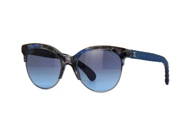 NEW CHANEL CH 5342 c.1552/S2 54mm Blue Black Quilted Leather  display picture 1