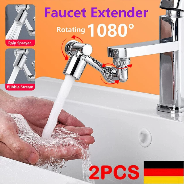 2x 1080° Universal Wasserhahn Splash Filter Schwenkbare Sprühkopfverlängerung