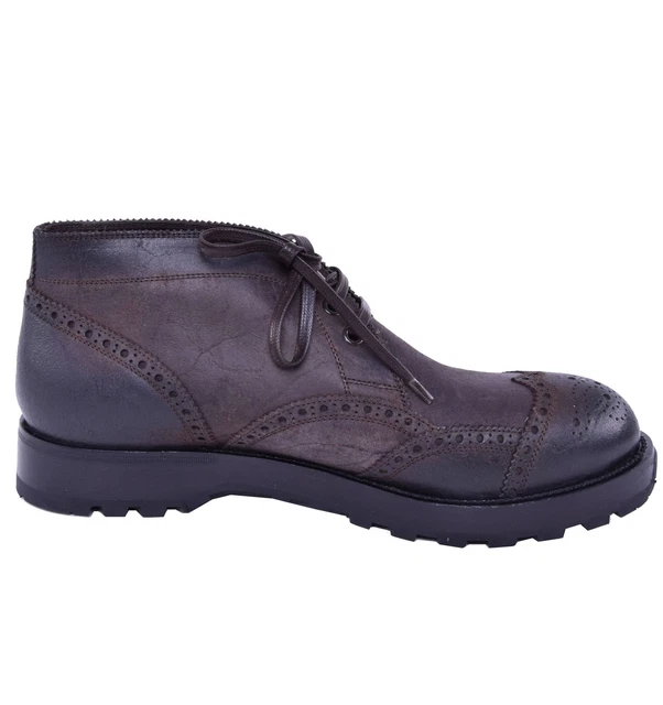 Dolce & Gabbana Solide Wachsleder Bottines Chaussures Braun Boots Brown 03847