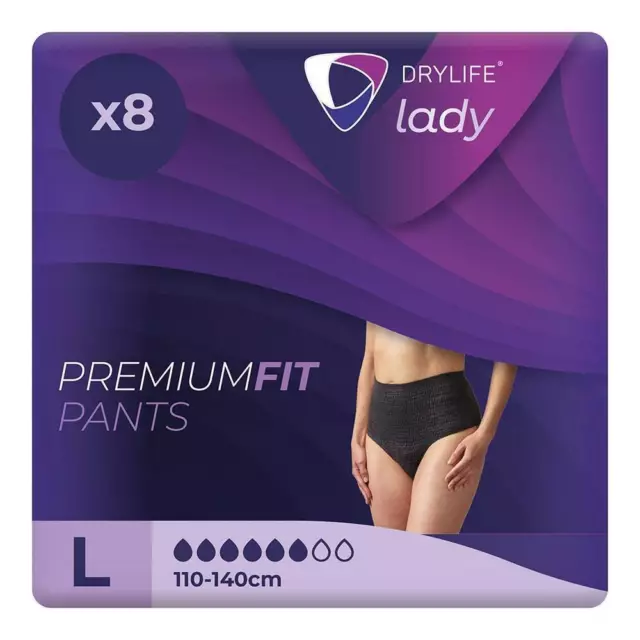 1x Drylife Lady Premium Fit Incontinence Pants For Women - Large - Pack of 8