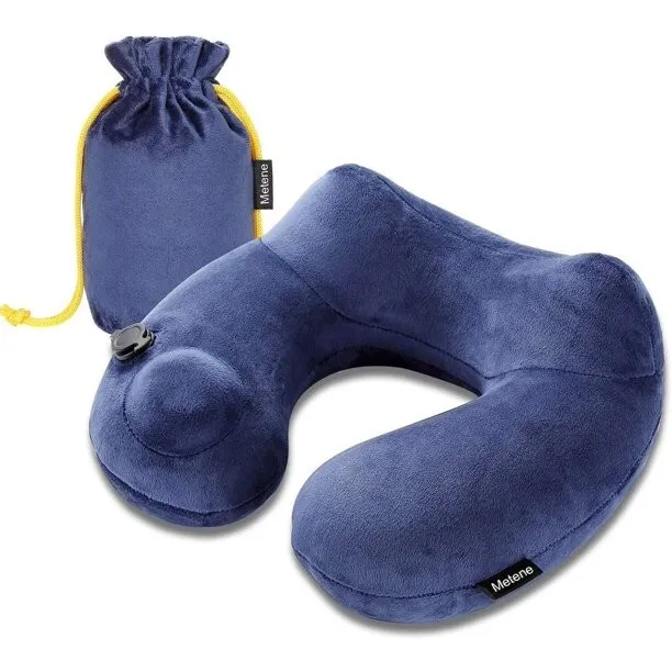 Travel Pillow Soft Velvet Inflatable Neck Support Pillows for Airplane