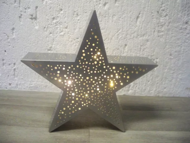 LED-Deko-Stern Silver Star, 20 LEDs, warmweiß, batteriebetrieben, Metall,