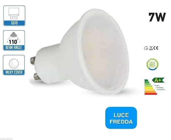 Lampada Lampadina Led Faretto Incasso Gu10 7W Spotlight Luce Bianca Fredda 6000K