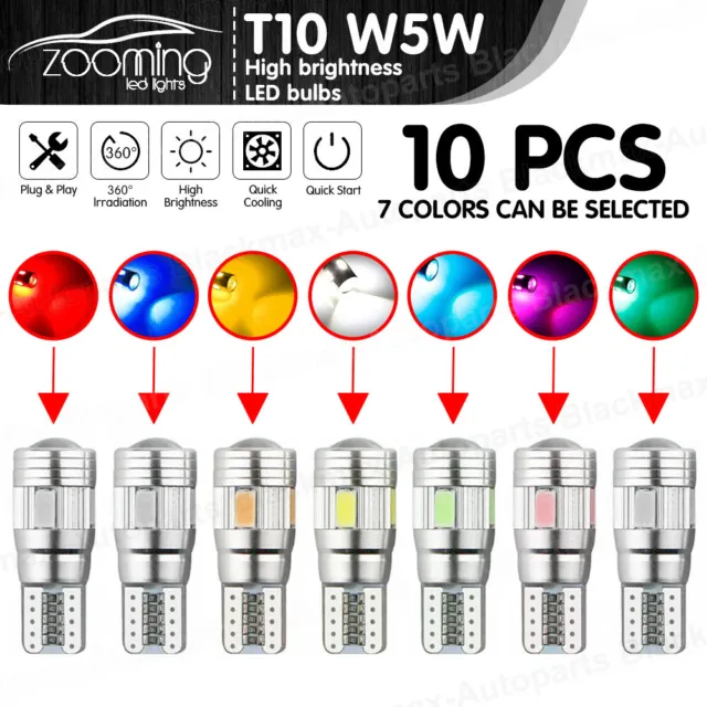 T10 Car 501 Bulb Led Side Light Bulbs Canbus Error Free 6 Smd Xenon W5W