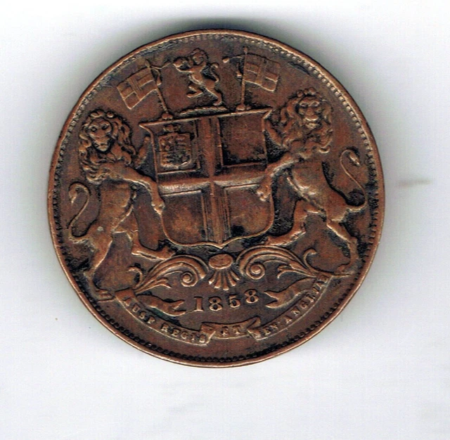 1858 India 1/4 Quarter Anna coin