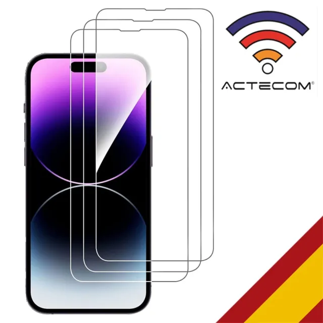 ACTECOM Pack de 3 Protector de Pantalla para iPhone 15 Plus 6,7" Cristal