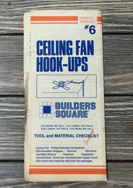 Vintage Builders Square How To Booklet #6 Ceiling Fan Hooks Up Brochure Pamphlet